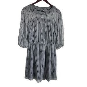 Joie Women Andora 100% Silk Dress XS Black Geometric Mini Chiffon‎ Sheer Dainty